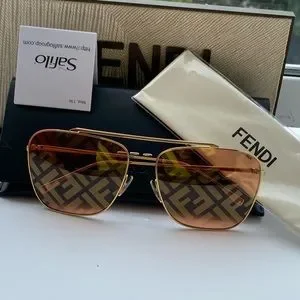 New? - Fendi Gold Pink Ff 0406/G/S Ff 0406 Monogram Logo Aviator FF0286S-FQ0J5G-02.jpg?crop=  main image 4